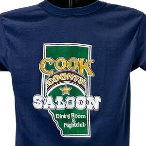 Vintage 70s 80s Cook County Saloon T Shirt Edmonton Canada Country Blue S Small